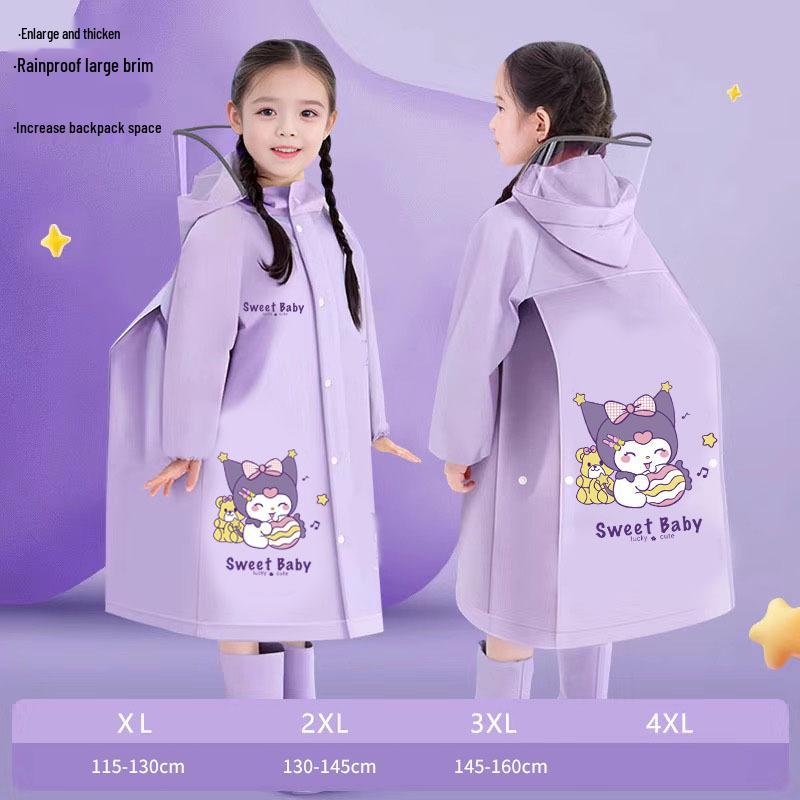 Kids' Stormproof Cartoon Raincoat with Backpack Slot for Outdoor and School Use