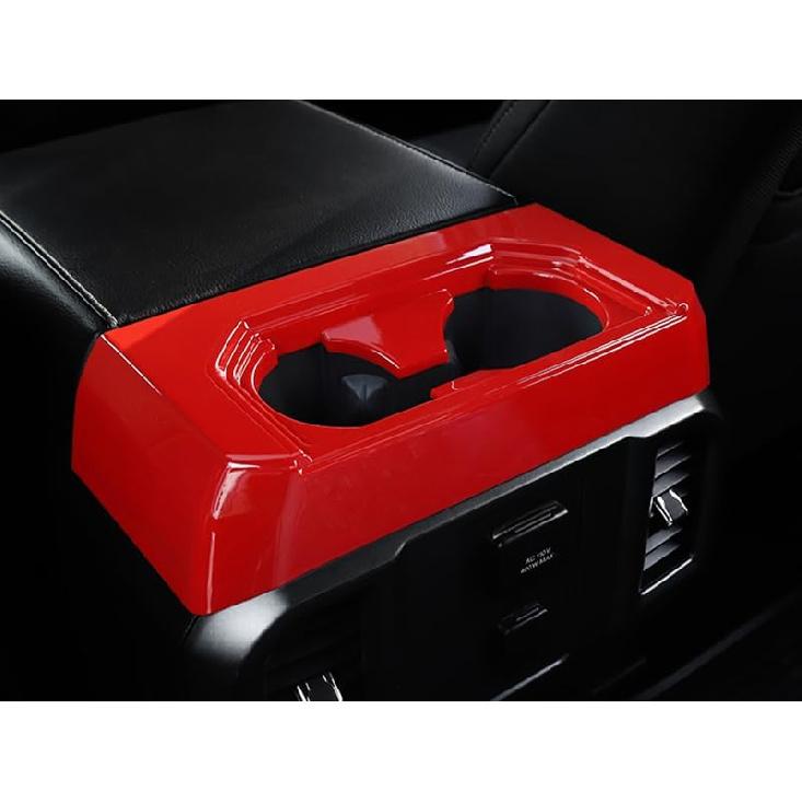 ABS Red Full Interior Decorative Cover Trim Sticker Compatible with Ford F150 2015-2020 (4pcs/Set Inner Door Handle Under Decorative Strip)