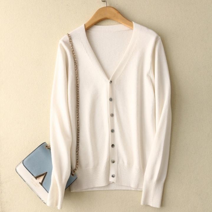Women's Oversized V-Neck Core-Spun Yarn Knit Cardigan - Soft, Long Sleeve, 2025 Autumn/Winter Collection