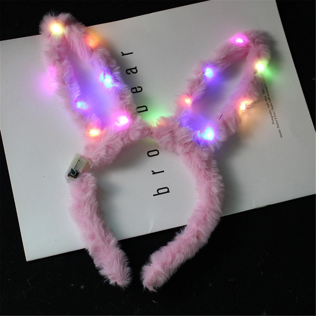 Glowing Rabbit Ear Headband New Year Eve Party Headbands Flashing Hairhoop Christmas Party Headdress Girls Party Props
