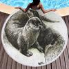 Seeotter Rundes Strandtuch mit Quasten Mikrofaser Saugfähig Schnelltrocknend Sandfrei Picknickdecke Meditationsmatte Schwimmbadhandtuch