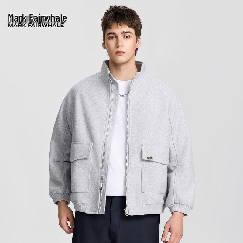 Mark Fairwhale Herren Amerikanische Retro Stehkragen Wolljacke