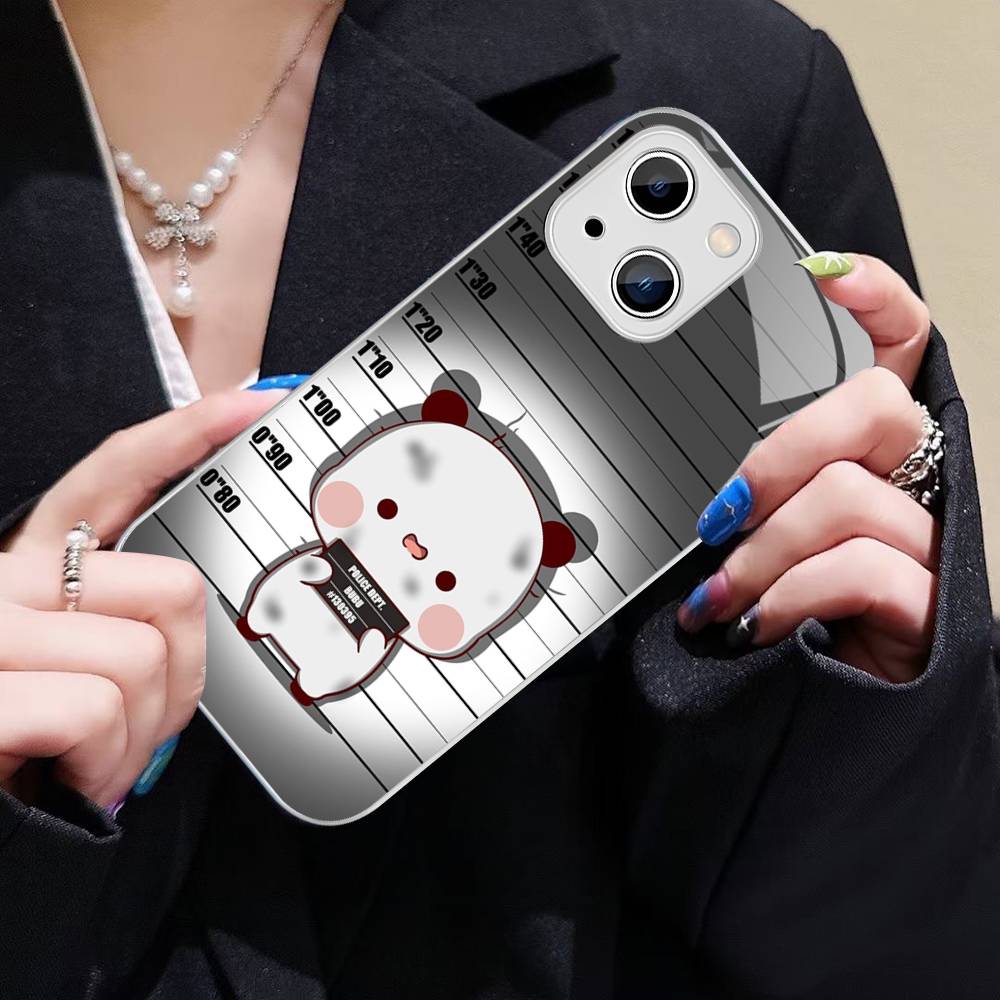 Character Bubu And Dudu For IPhone 14 13 12 Mini 11 Pro XS Max X XR 14 Plus Tempered Glass Cover