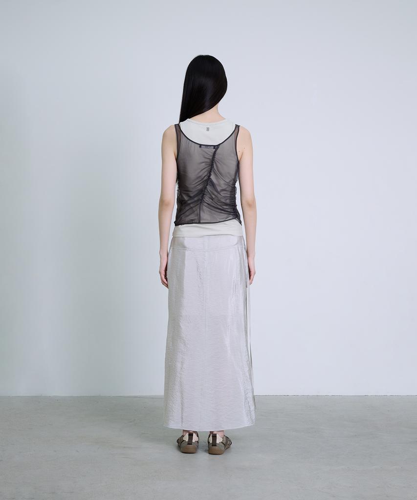 Deoaeteus Asymmetrical Incision Maxi Skirt_Light Gray