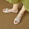 Krazing Pot Cow Skin Thick Med Heels Peep Toe Summer Size 42 Brand Shoes Street Wear Gladiator Elegant Women Sandals