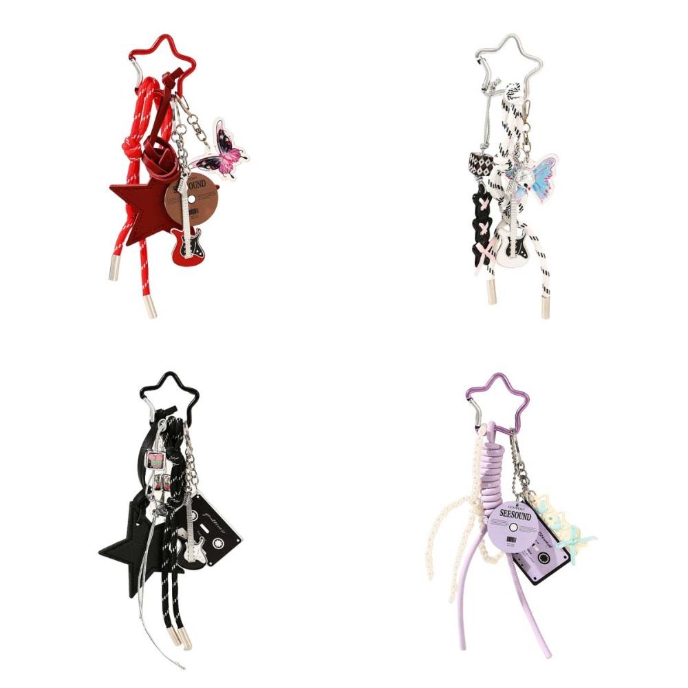 Music Guitar Shape Korean Ins Keychain Bag Hanging Spice Girls Keyring  Student