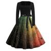 Women's Fashion Square Neck Casual Slim Halloween Printed Long Sleeve Dresses