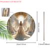 Holy Angel Wooden Sign with Gorgeous Palace Pattern - Beautiful Angel Round Artwork for Front Door Wall Home Hanging Decoration