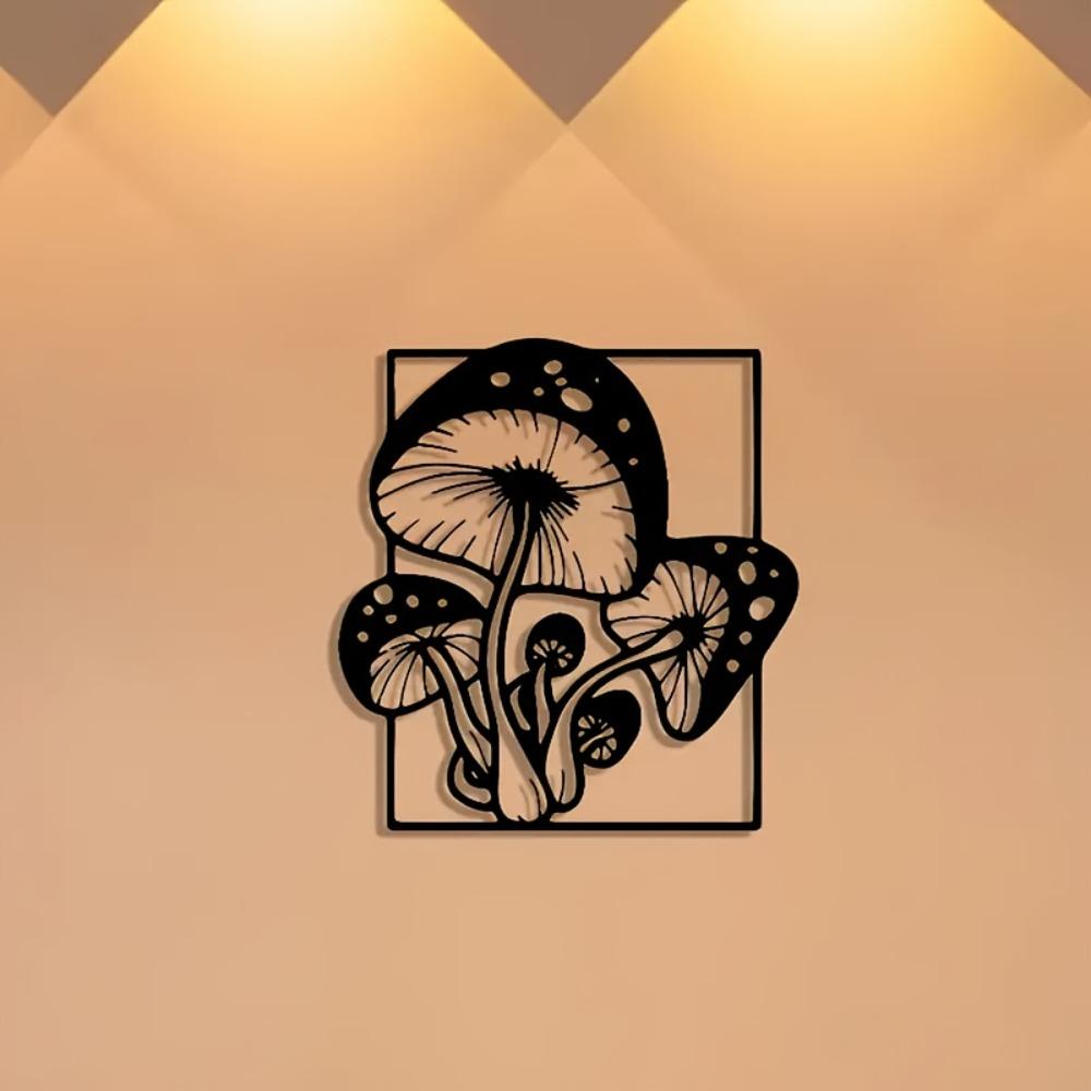 1pc Metal Mushroom Wall Decor, Detachable Iron Art, Rustic Farmhouse Sign for Home Office Kitchen Patio, Reusable Elegant Ornament