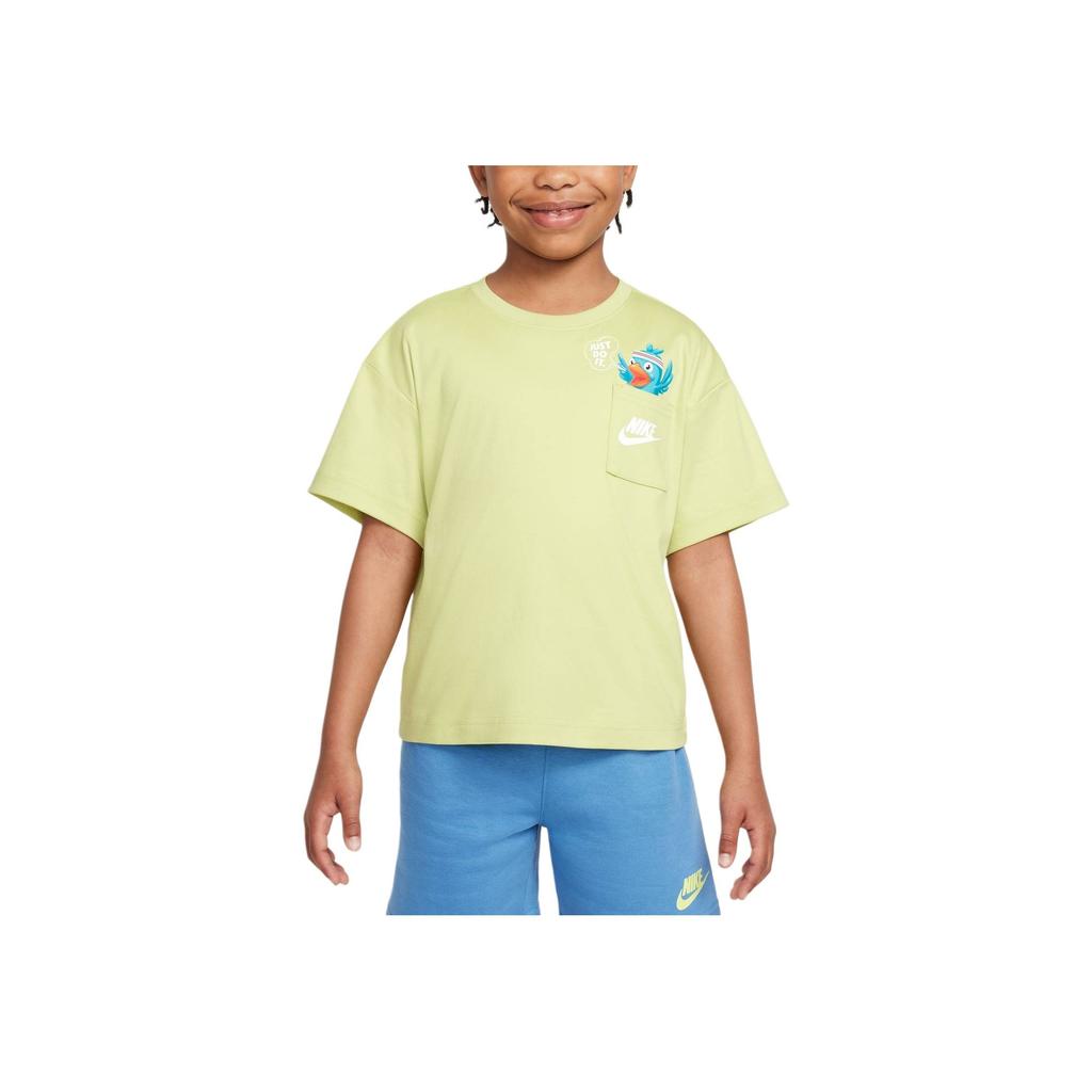 Nike T-Shirt Just Believe Round Neck Cotton Fashion Short Sleeve Kids Tops Bright-Lime II3062-383