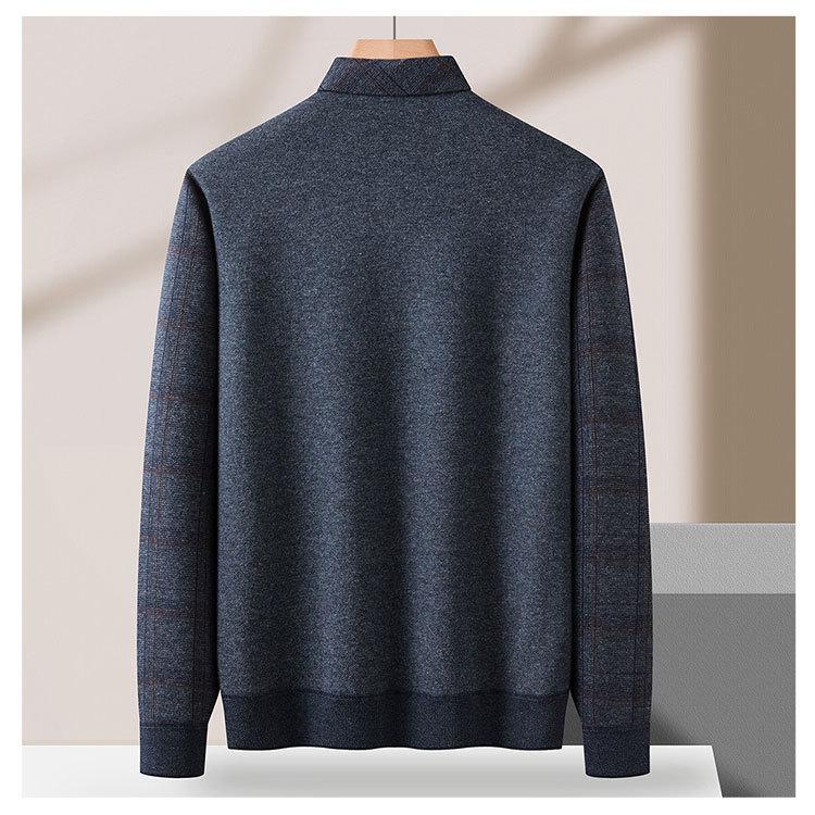 Plush Shirt Men's Fake Two-Piece Knitted Shirt