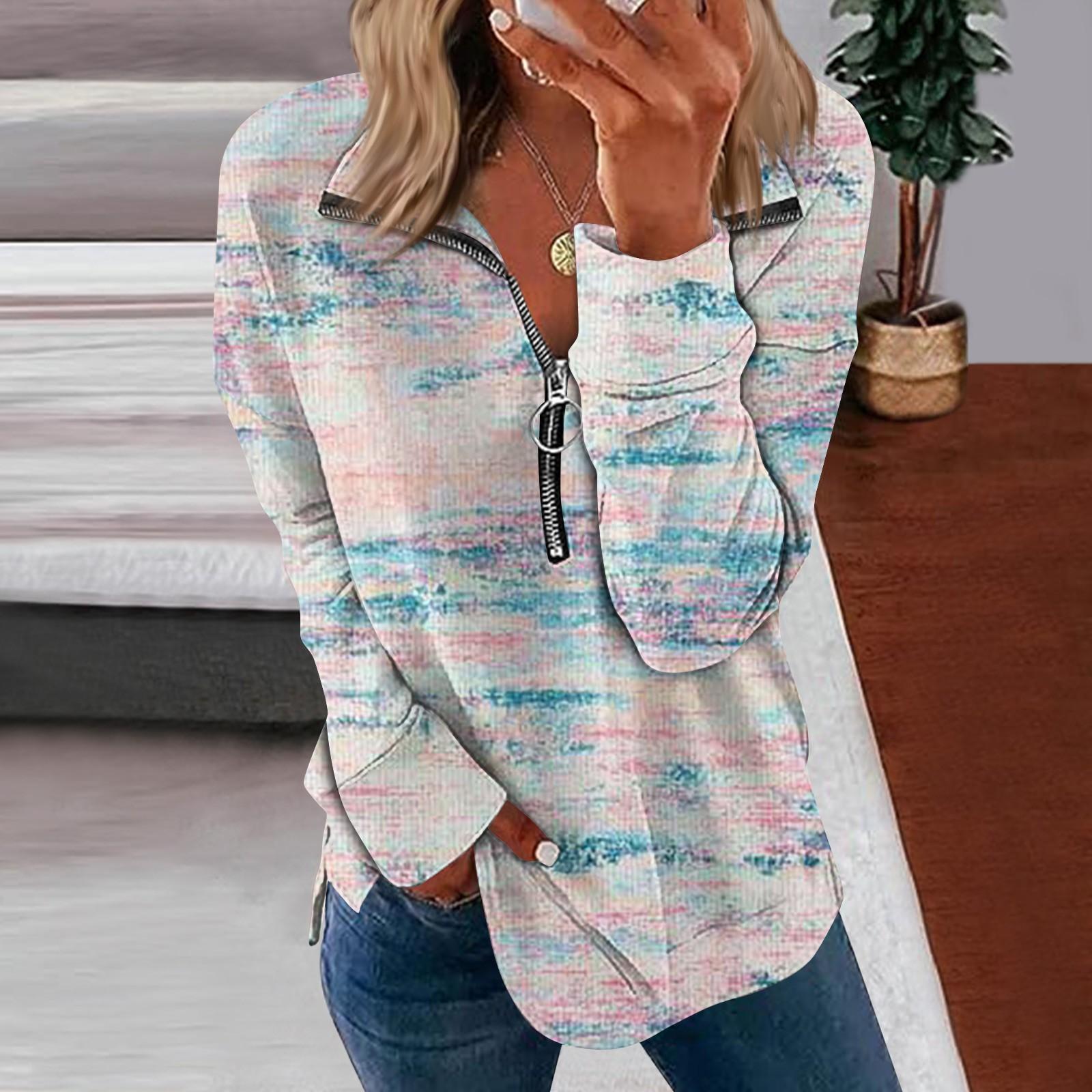 

Женский повседневный пуловер на молнии 1/4, толстовки с воротником и длинными рукавами, спортивная одежда с градиентным принтом, куртка для бега XL белый