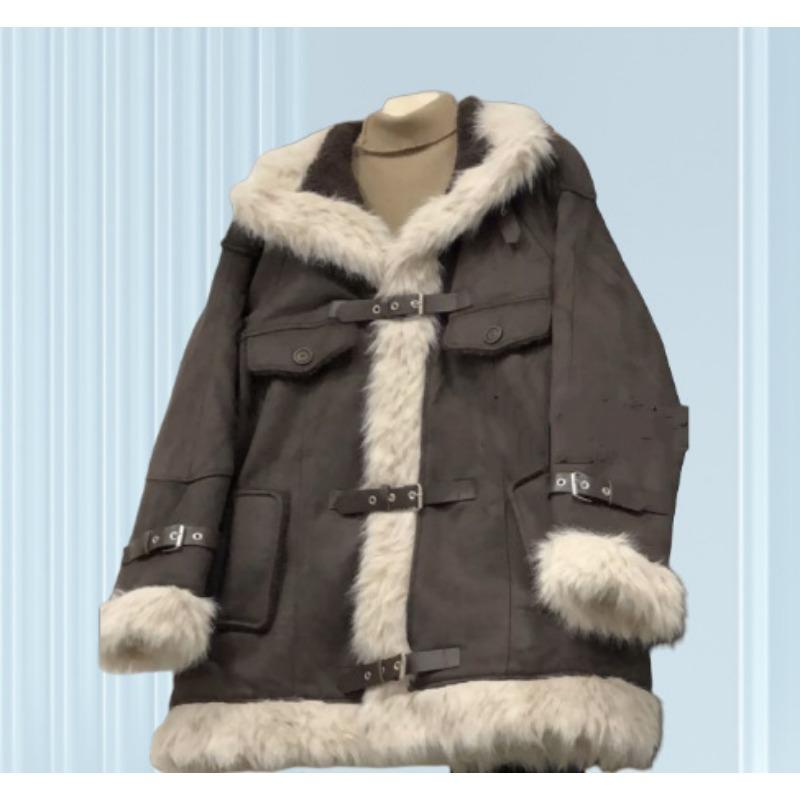 Maillard retro suede stand-up neck cotton-padded clothes men's and women's clothing winter couple clothing warm thickened fur jacket tide