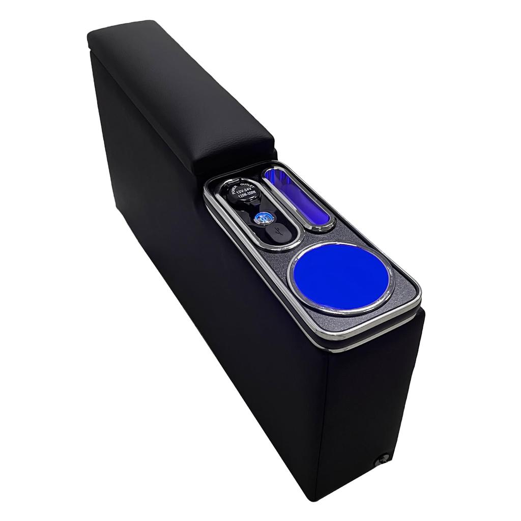 SGALUPA S700 Series Hijet Cargo Armrest Console Box for Side Brake Includes Drink USB and Blue LED Lights (HJT-2S700V, S700W, S710V, S710W)