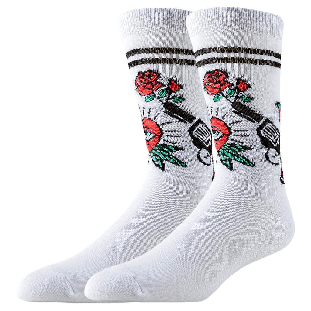 Men Women Tube Socks Sport Misfits Skull Rose Designer Creative Novelty Funny Happy Street Style Socks Skateboard Basketball