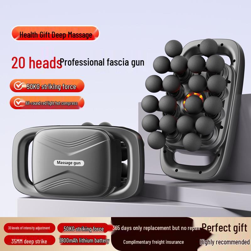 16-Head LCD Fascia Gun: High-Frequency Muscle Relaxation Massager for Waist and Back