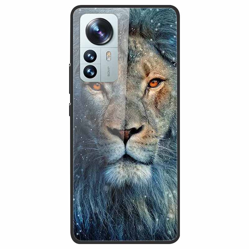 Tempered Glass Case For Xiaomi 12 Pro Cover Hard Shockproof Cases for Xiaomi Mi 12X 12 Lite Pro Funda 12Pro Coque Luxury Wolf