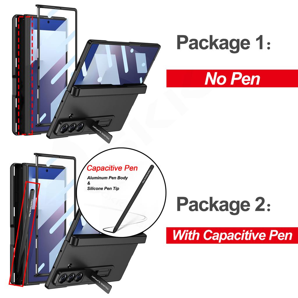 Magnetische Scharnier 360 Beschermhoes voor Samsung Galaxy Z Fold 7 6 5 Penhouder Schermglas Standaard Cover voor Galaxy Z Fold7 Hoes