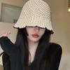 Chic Round Top Wide Brim Fisherman Hat Women Sun Hat Korean Hollow Out Breathable
