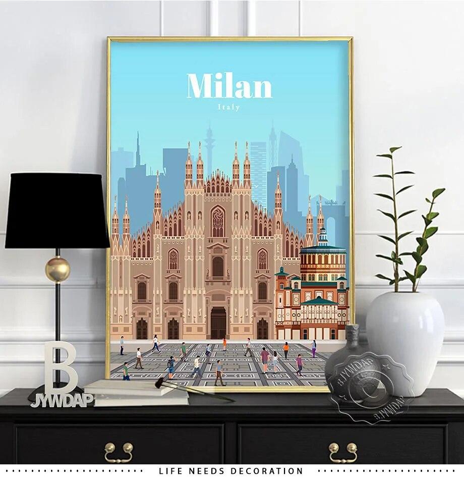 World City Travel Poster, Japan Tokyo Osaka Poster, Spain Madrid Watercolor Print, Florence Milan Santiago Chicago Wall Decor No Frame