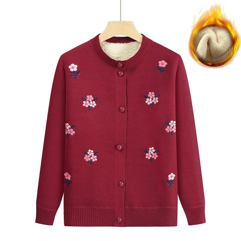 Maglione Girocollo Donna Velluto Plus Cardigan Spesso a Maglia Abbigliamento Giacca Autunno e Inverno