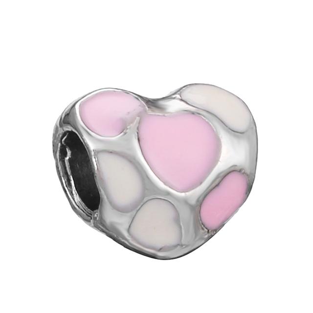 4pcs Sale Romantic Style Enamel Love Heart Charms Beads Fit Original Bracelets Necklaces For Women Girlfriend Jewelry Making