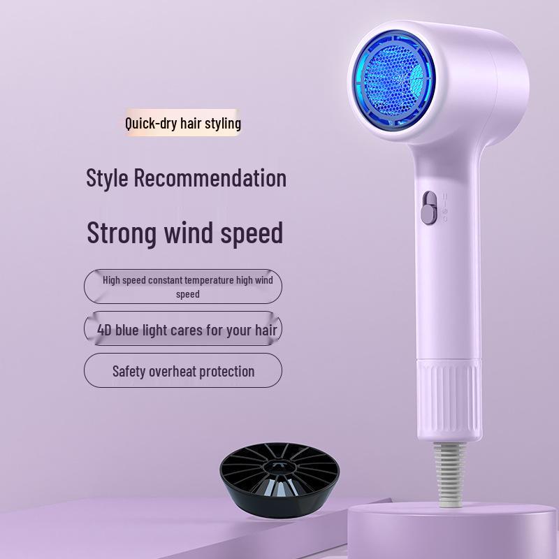 "Compact Travel Hair Dryer with Blue Light & Negative Ions - Damage-Free Styling"