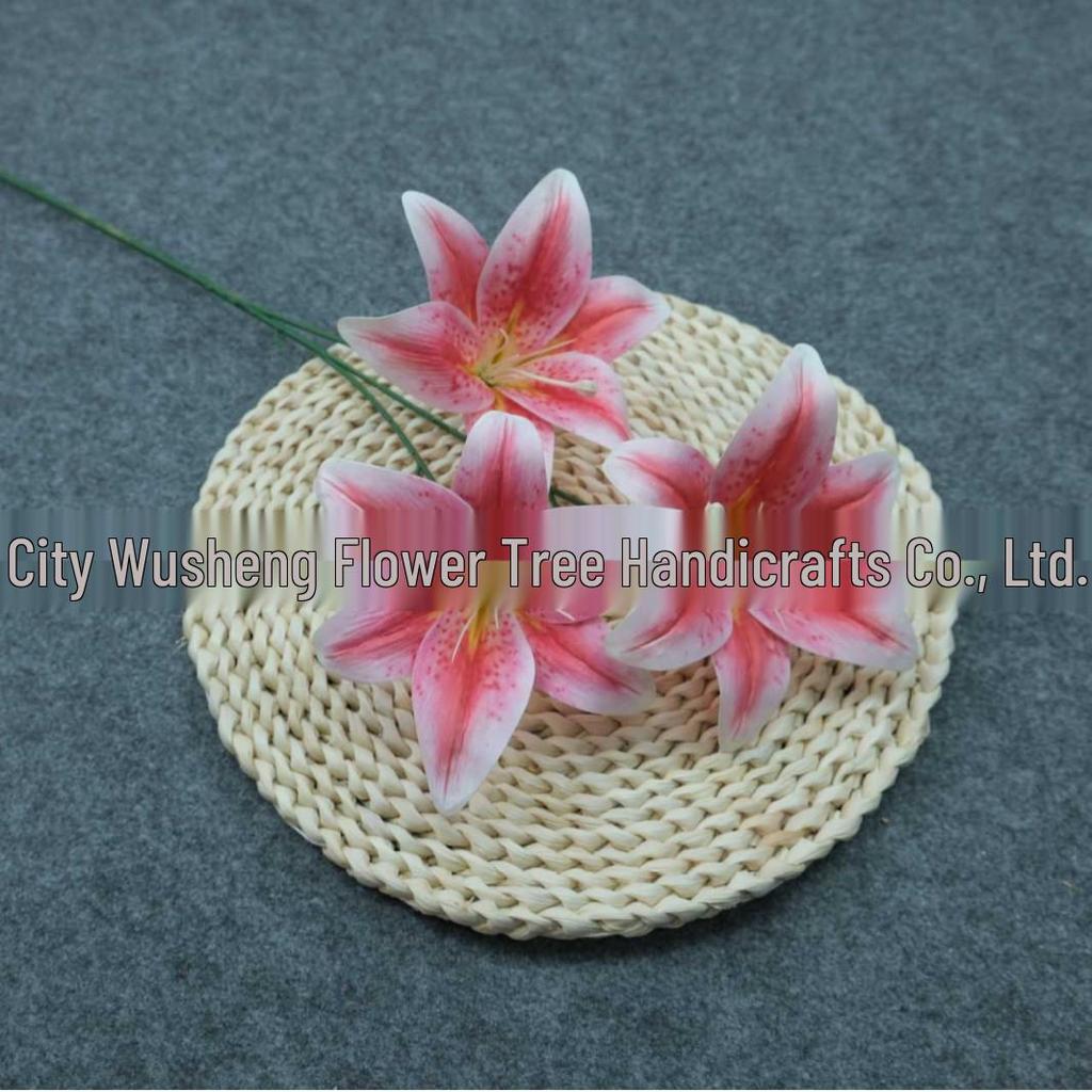 Triple-Head Silk Lily Bouquet for Wedding and Home Décor