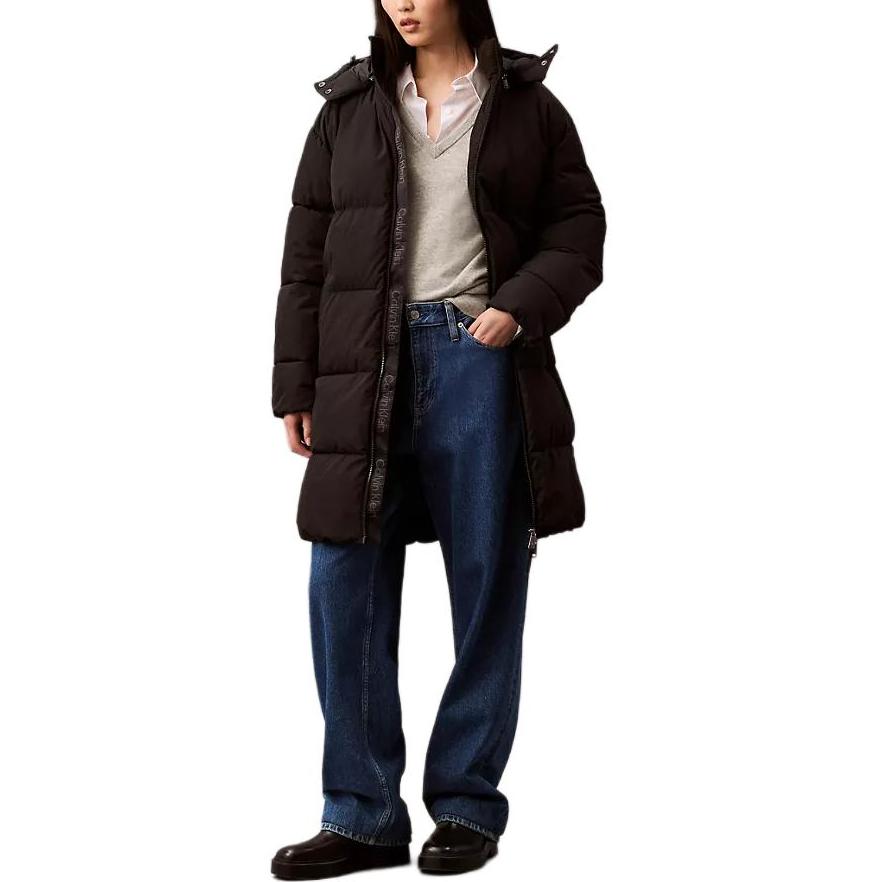 Calvin Klein Loose Warm Casual Long Sleeve Cotton Jacket Women Jackets Black 40WL407-001