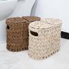 Covered Woven Storage Basket Kitchen Living Room - Plastic Foldable Organizer Bin Tissues Toys Clothes Remote Controls