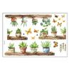 Potted Cactus Shelf Wall Sticker Removable Waterproof PVC Self-adhesive Home Office Living Room Kids Bedroom Green Plant Wall Art Decoration Decal