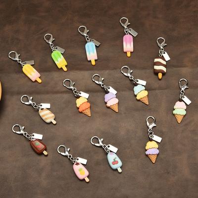 Japanischer Spaß Handgemacht Simulation Eis am Stiel Harz Eiscreme Personalisiert Kreativ Eis am Stiel Kleiner Anhänger Tasche Reißverschluss Hängender Schmuck