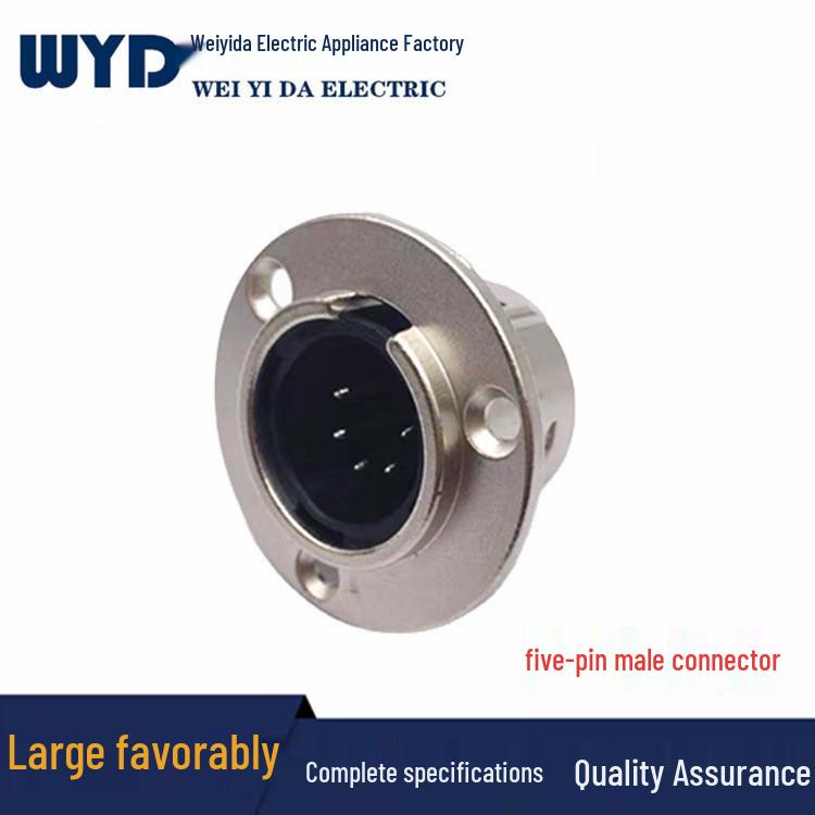 Nickel-Plated 5-Pin Male Microphone Connector Socket