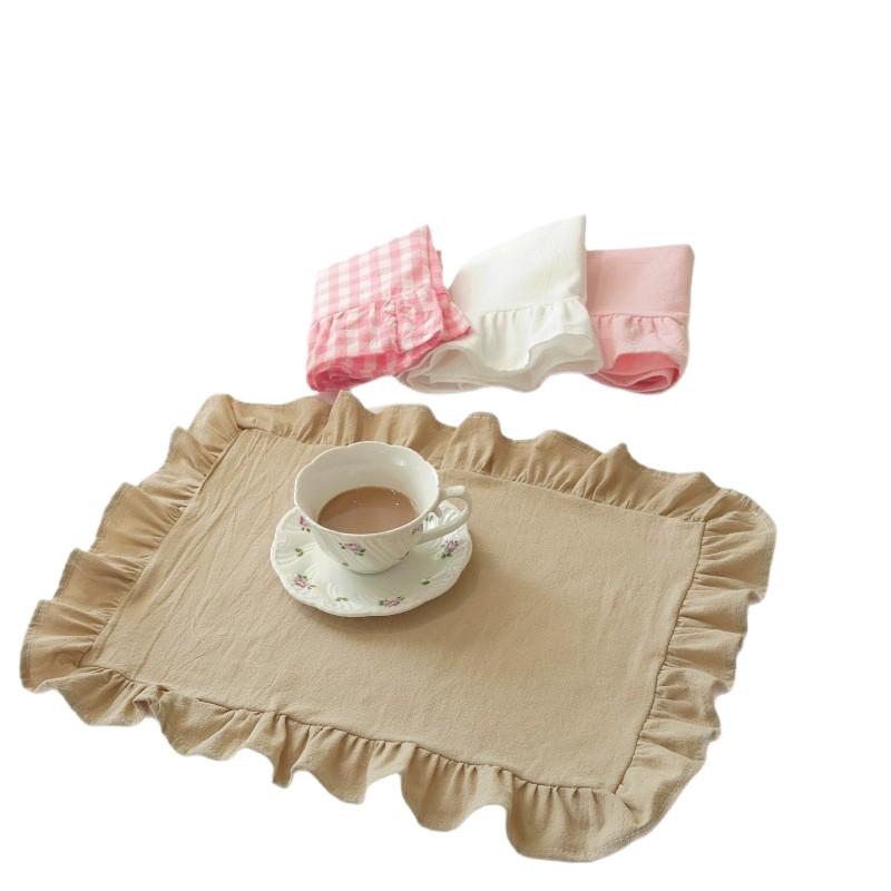 Rosa Blau Gestreift Rüschen Tischset Set Niedliche Tischdeko Für Küche Esszimmer Frühstücksparty Napin