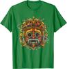 T-shirt Colorata Maschera Maya Azteca Uomo Casual Traspirante Grafica Maglietta Viaggio