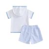 Toddler Boy Girl Beach Cover Up Set Short Sleeve Zipper Hood Tops with Stripe Print Shorts Outfit