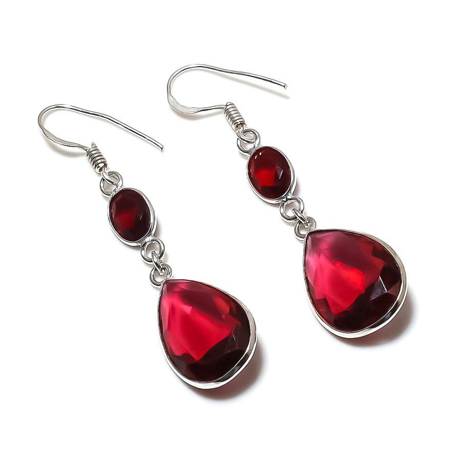 

Серьги из серебра 925 пробы с натуральным гранатом ручной работы 2,09 дюйма H3i36