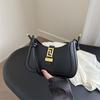 Stylish Large Capacity French Commuter Shoulder Bag With Lock Closure For Women In White Black Pink Khaki Brown