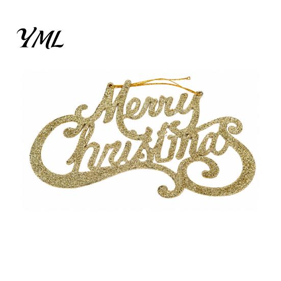 Store Window Holiday Decor Merry Christmas Letter Sign for Tree, Glitter Plastic Hanging Gift Packaging Accessories Ornaments, Sparkling Letters