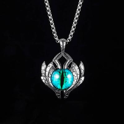 Vintage 316L Stainless Steel Demon Eye Pendant Necklaces For Men Women Punk Hip Hop Male Biker Jewelry Halloween Gifts