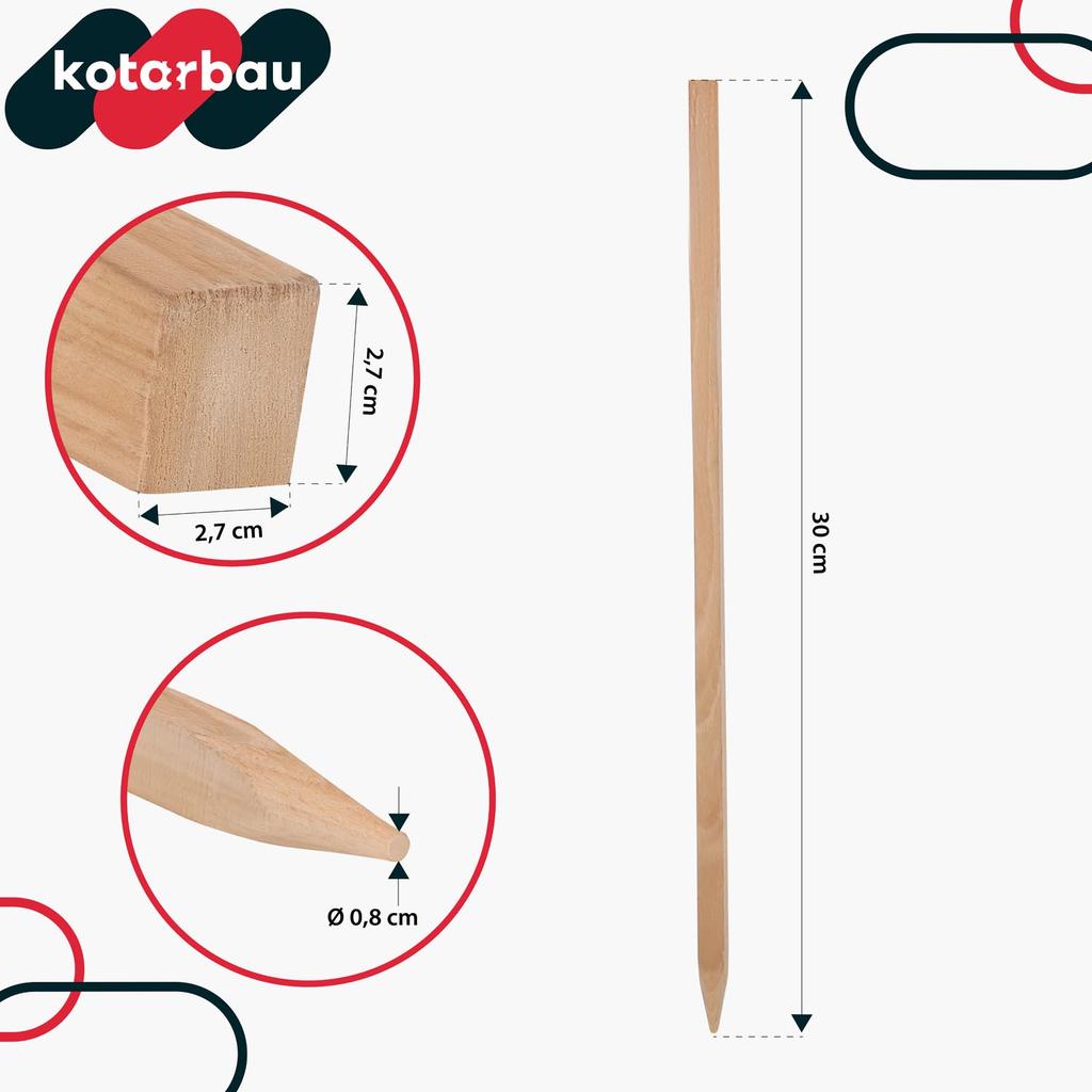 Kotarbau® Wooden Tomato Stakes For Vegetables Garden Support For Trees And Shrubs 30 Cm Set Of 15