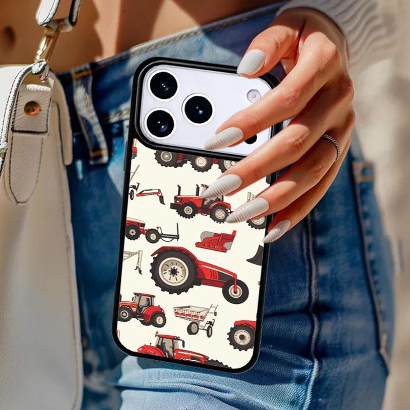 Red Tractors Car Phone Case For iPhone 17 Air 14 15 13 12 Max Cover For Apple 16e 11 Pro Max Plus Coque
