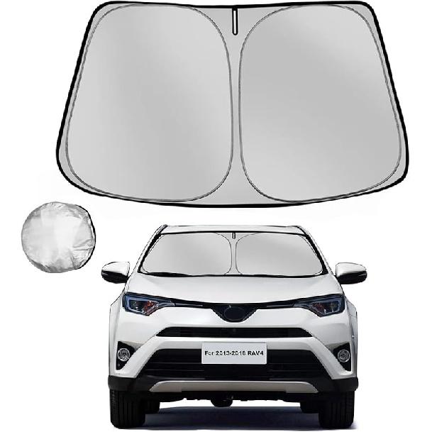 Windshield Sun Shade for Toyota RAV4 2013-2018 RAV-4 SUV Foldable Sun Sunshade for Car Front Window Blocks UV Rays and Heat Automotive Interior