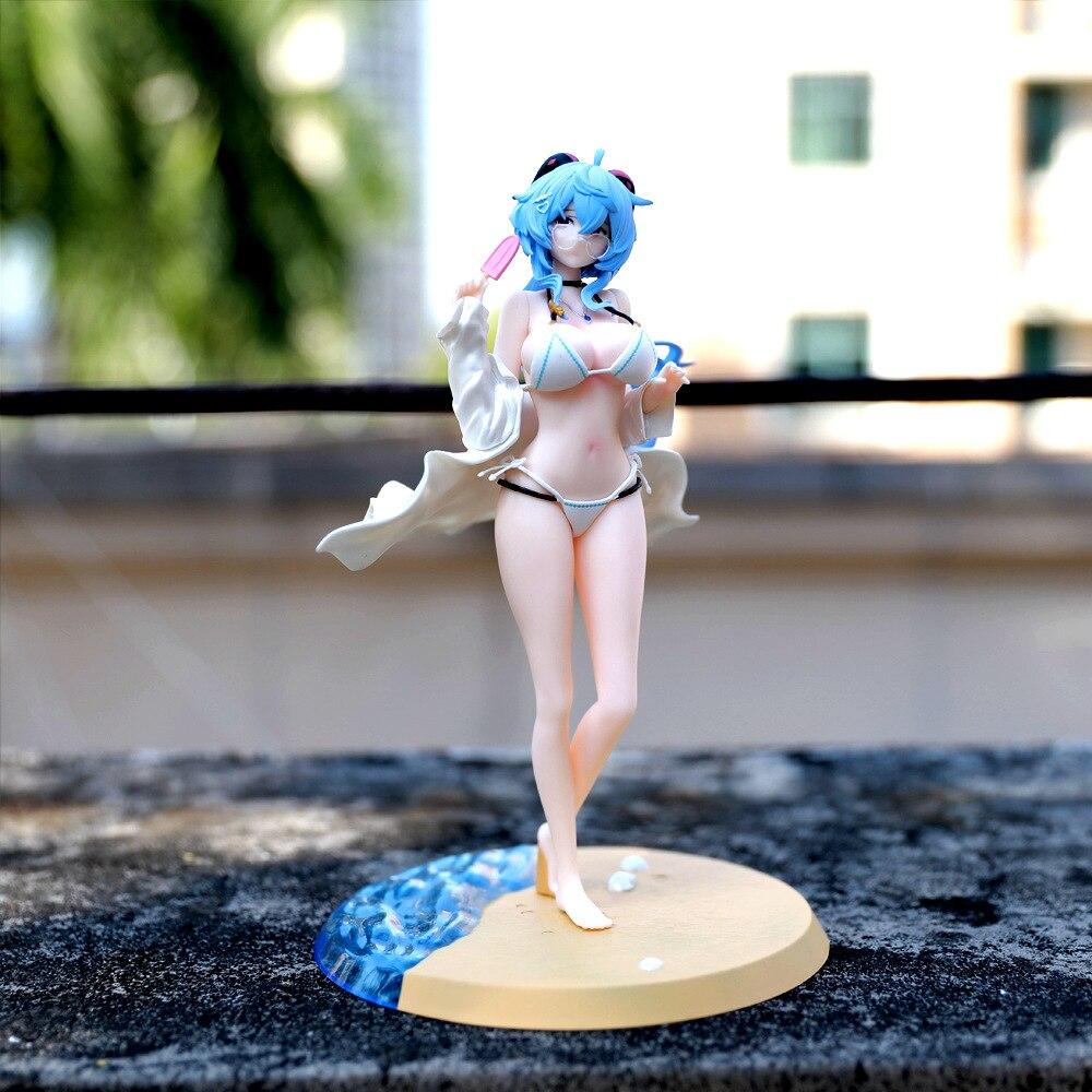 22cm Anime Genshin Impact Ganyu Figure Swimwear Sexy Action Figure Adult Collection Model Figurine Doll Toy Christmas Gift