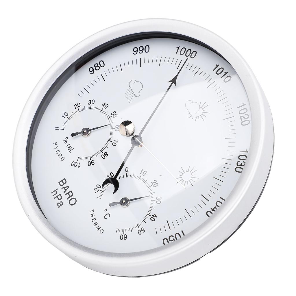 Round Weather Station Aluminum Alloy Mechanical Movement Wall Hanging Thermometer Barometer Hygrometer for Indoor