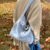 Large Capacity Plush Tote Bag Soft Polyester Lining Floral Handle Bag Underarm Bag  Ladies Purse