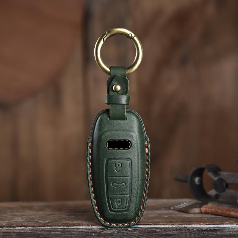 Genuine Leather Key Case Suitable for Q5L/A4L/Q7/A5/Q8/A7L Leather Car Key Cover Protector Fob