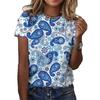 Summer Round Neck 3D Retro Print Top Fashionable Casual Short Sleeved Women's T-shirts