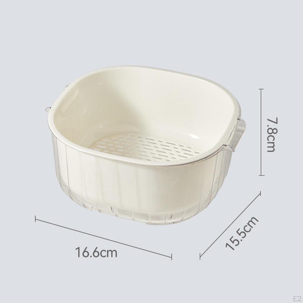 2 Layer Vegetable Washing Basket Kitchen Strainer Colander Bowl, in 1 Cleaning Drain