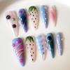 3D Embossed Strawberry Ice Crystal Nail Tips - Sweet Fruit Style Long Press-On Nails Women